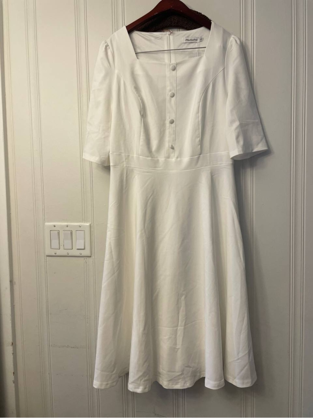 DC White Midi Dress with Square Neck